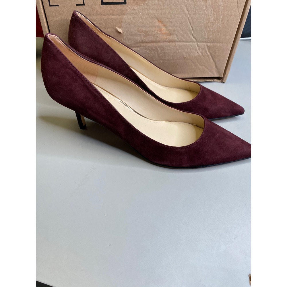 Nine West Womens Burgundy Suede Pointed Toe Kitten Heel Pumps Maroon Size 11M - Picture 1 of 6